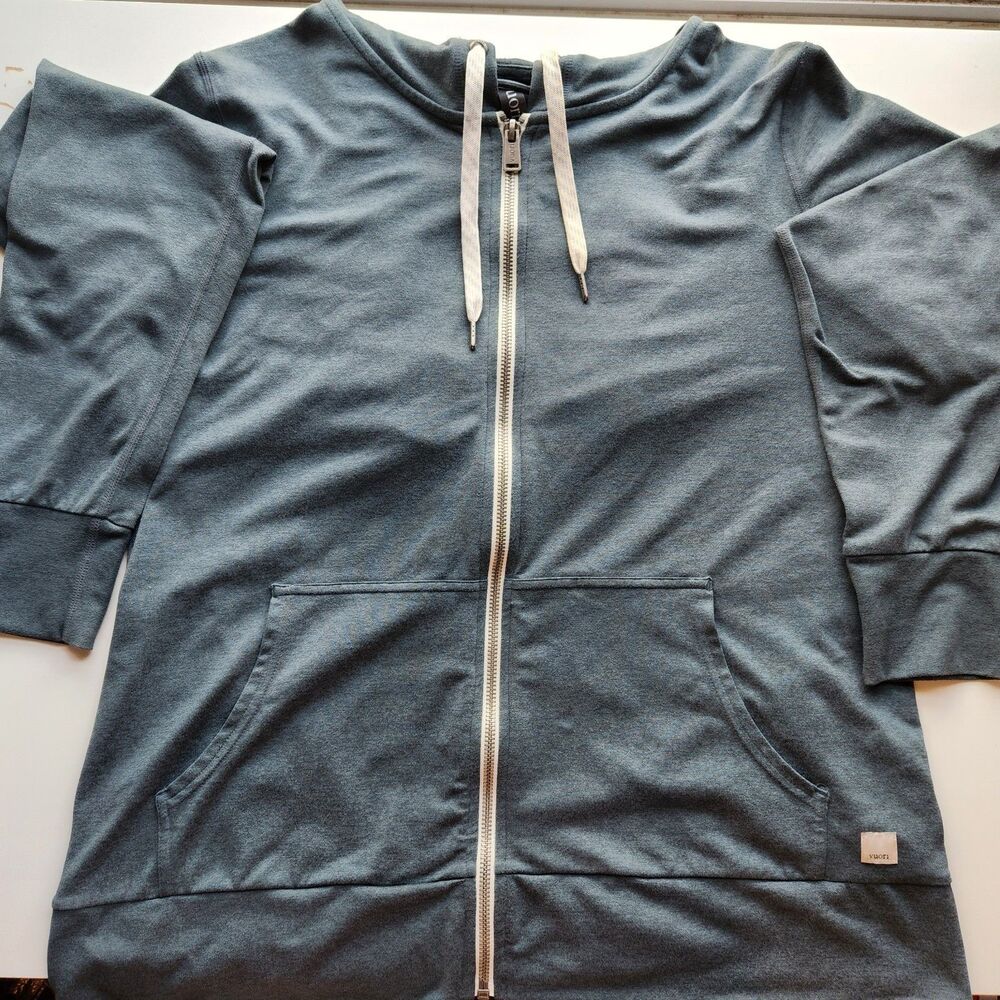 Vuori VW268 Halo Performance Hoodie Top Green Women's L Zip Pockets